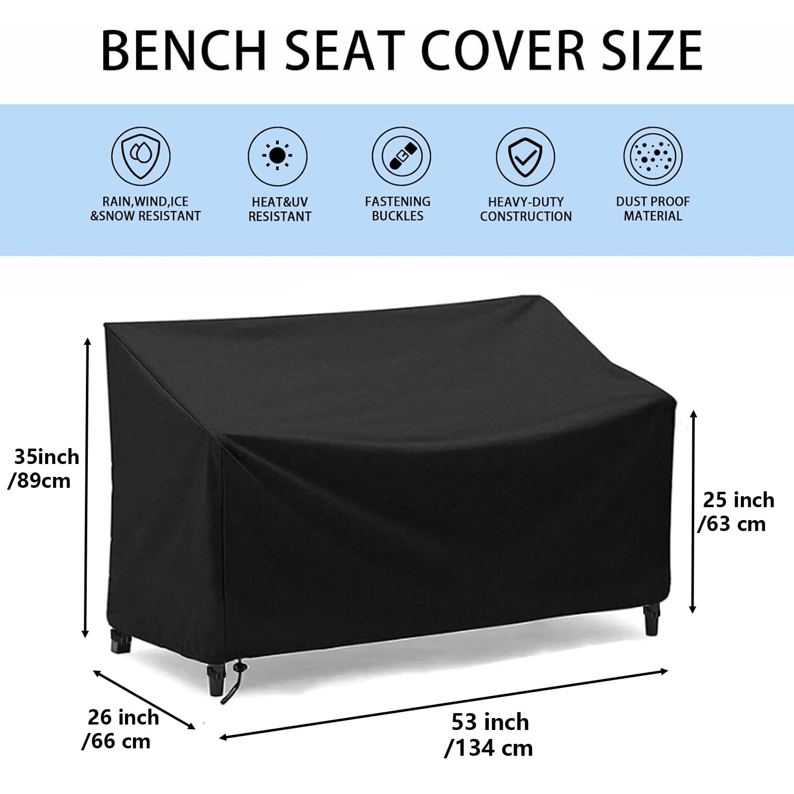 SXAOZYRS silver-coated waterproof bench cover shields furniture from moisture.