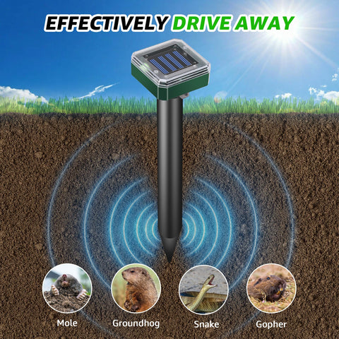 Sxaze Squirrel Deterrent Outdoor preserves flowerbeds using humane ultrasonic waves.