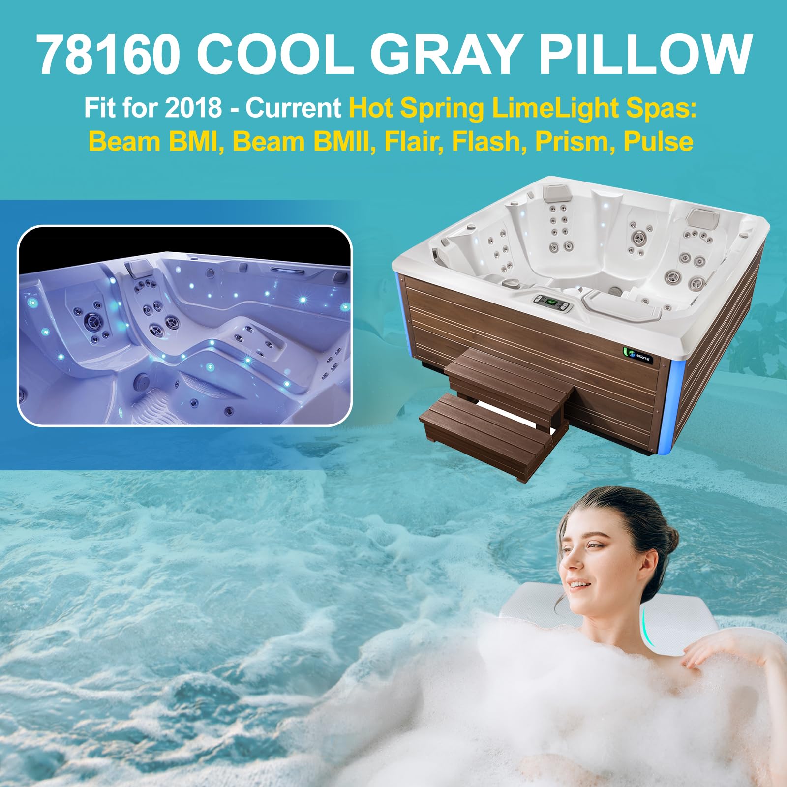 Sxmprail 78160 spa pillow clip design fits LimeLight spas securely.