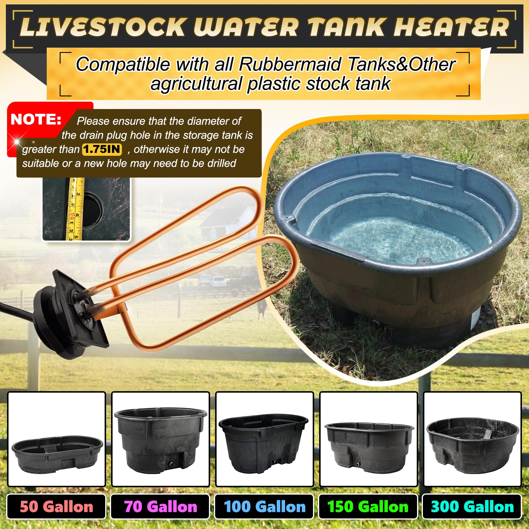Sxmprail stock tank heater concealing the cord to prevent damage.