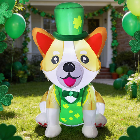 Syagnos corgi with shamrock hat adds festive glow and outdoor fun.