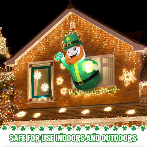 Syagnos LED-lit outdoor leprechaun inflatable for festive evenings