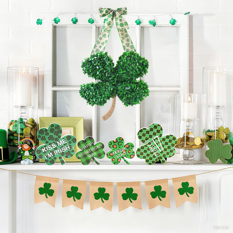 Syagnos lucky green shamrock wreath brightens porch and entry.