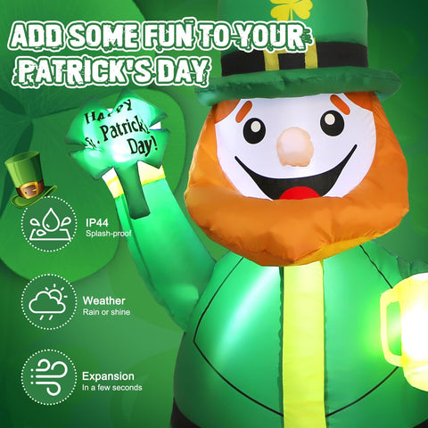 Syagnos inflatable leprechaun with beer welcoming porch or doorway