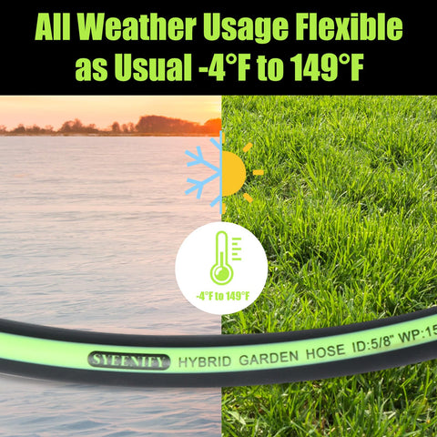 SYEENIFY Garden Leader Hose all-weather flexibility adapts to temperature swings.