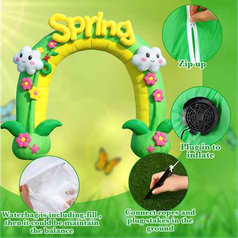 Syhood green inflatable arch for outdoor use with LED accents