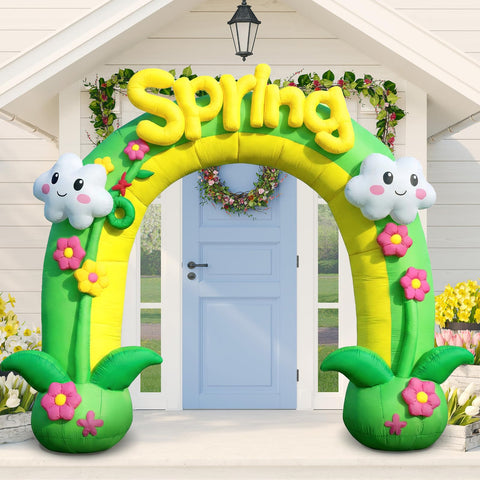 Syhood inflatable arch includes ground plugs and ropes for stable outdoor installation