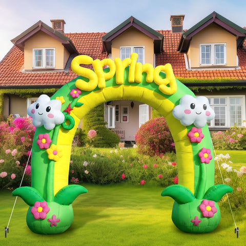 Syhood inflatable arch with flowers and clouds and LED lights for vibrant outdoor photos