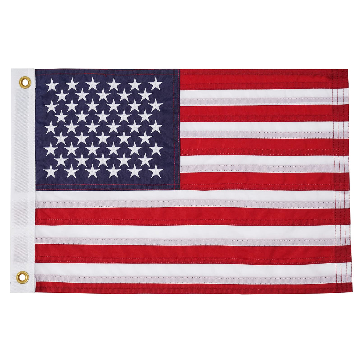 SYII American flag 12x18 with embroidery for outdoor porch or boat use.