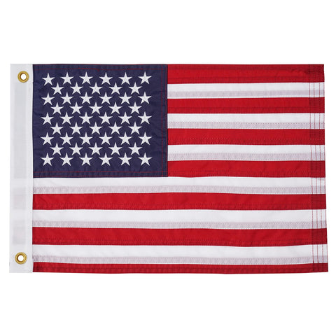 SYII American flag 12x18 with embroidery for outdoor porch or boat use.