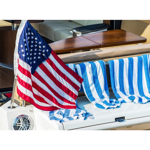 SYII flag shows embroidered 50 stars for clear nautical visibility.