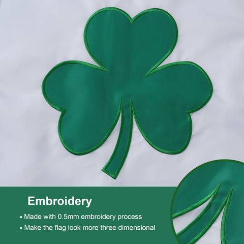 Detailed embroidery on the SYII shamrock flag adds 3D texture.