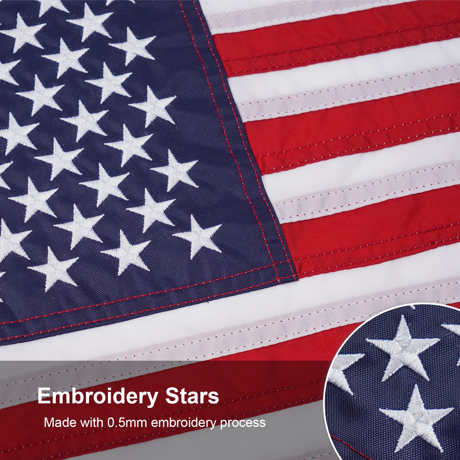 Nylon outdoor flag from SYII offers fade resistance and durability.