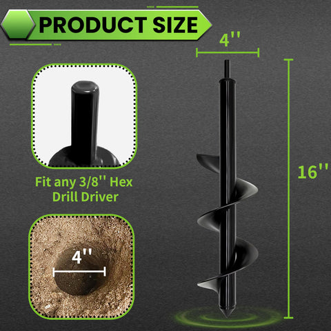SYITCUN 4x16 garden auger attached to a drill for efficient digging