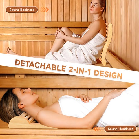 sykart Bamboo Sauna Backrest detachable pillow shown for independent comfort.