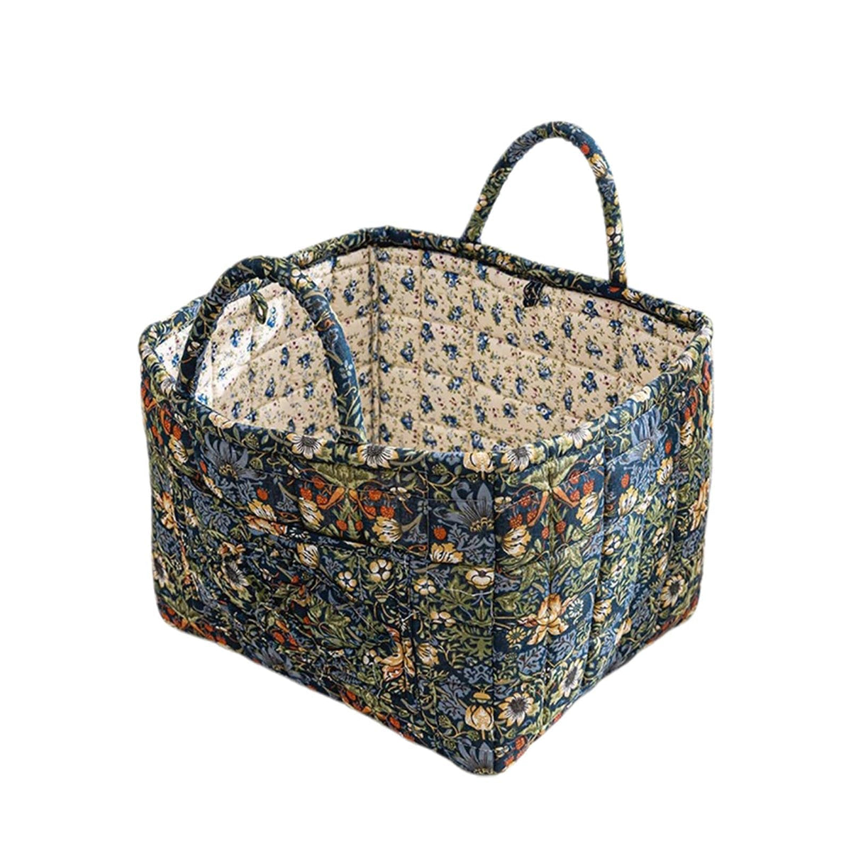 Sylet quilted basket with a front pocket for quick home organization.