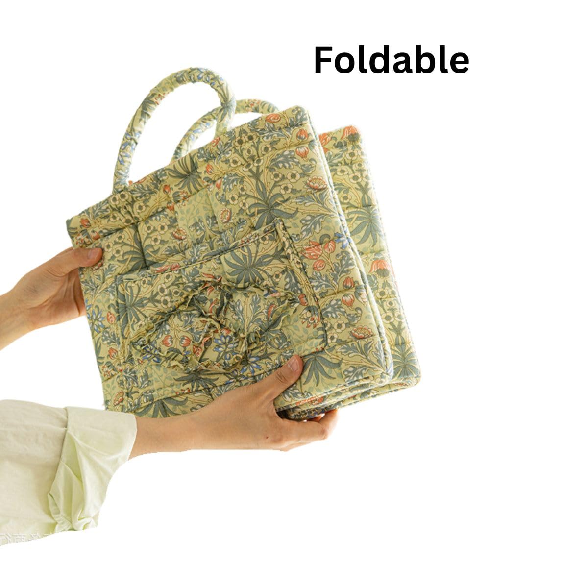 Sylet boho floral pattern on rose cream fabric for decorative storage.