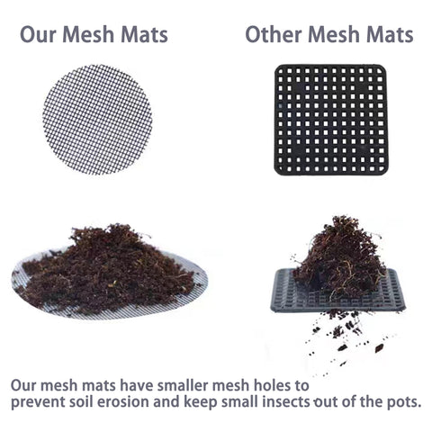 Sylken 2in drainage hole mesh pad improves drainage and pot cleanliness.