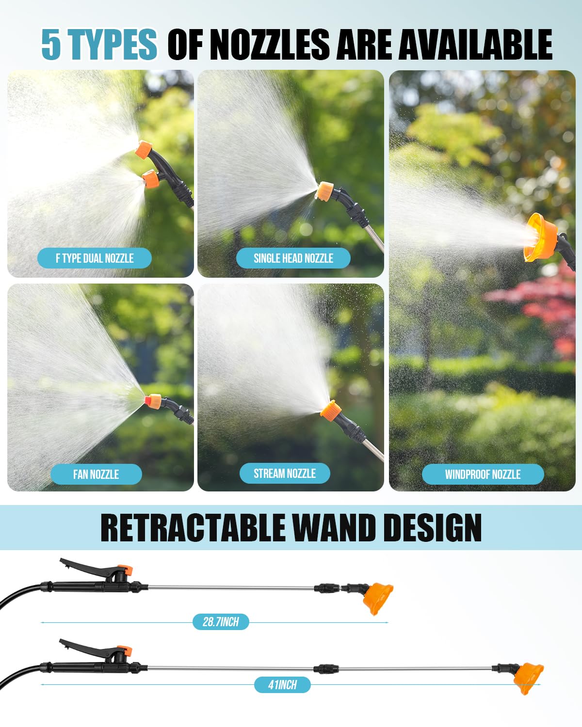 Sylsmart adjustable straps and long hose reduce fatigue during long spraying sessions.