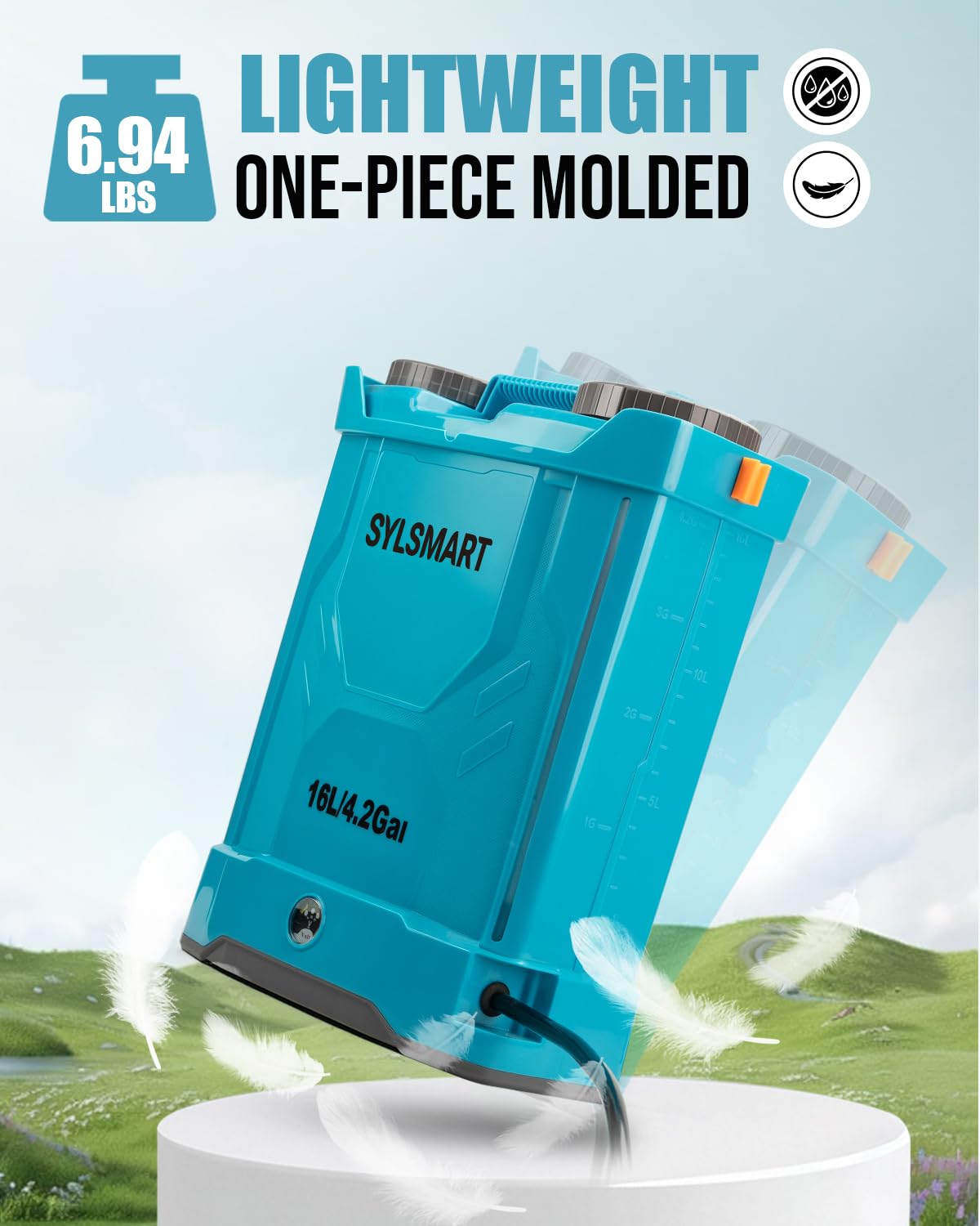 Sylsmart lightweight design at 6.9 pounds for easy yard portability.