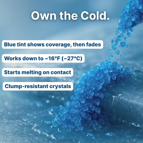 SymbionixEco Thawtful blue ice melt being poured for precise dosing.
