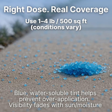 SymbionixEco Thawtful blue ice melt on driveway delivering fast traction.
