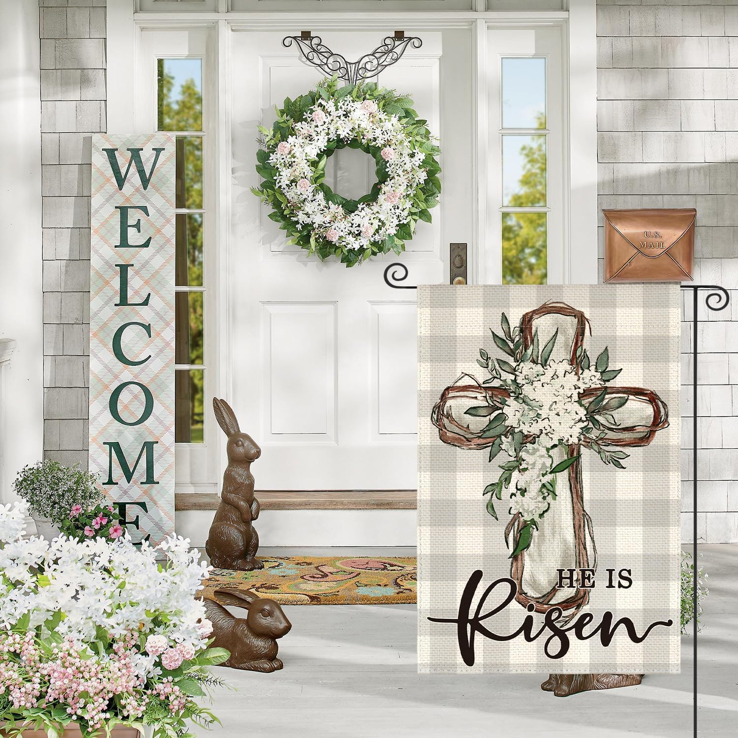 SYMPABASIC SOUFFAHOUSE Easter flag measures 12x18 inches for standard stands