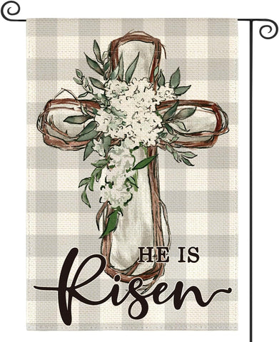 SYMPABASIC SOUFFAHOUSE Easter flag front view with cross and He Is Risen