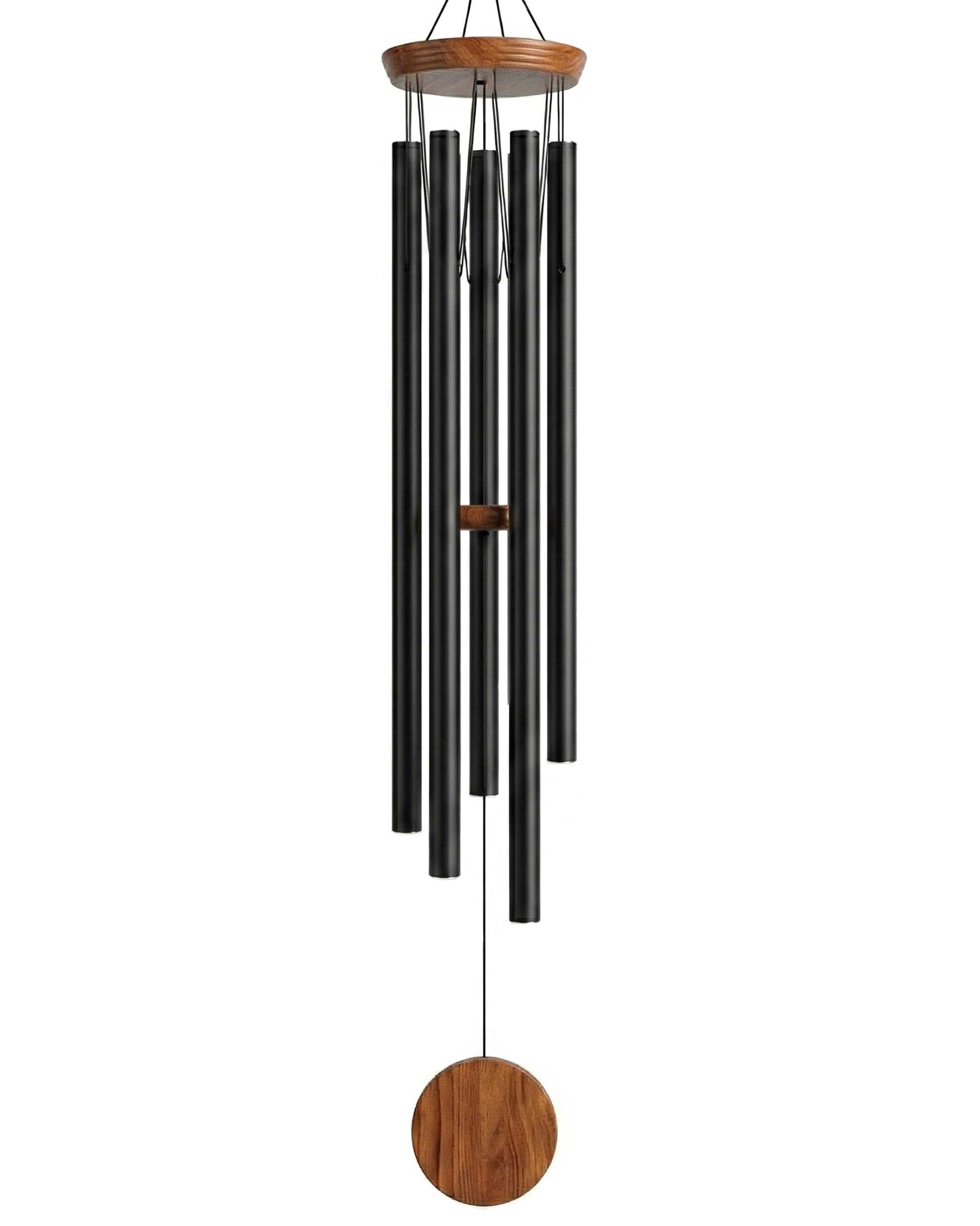 Sympathy Hearts 60-inch wind chimes outdoors deliver rich, deep tones for garden ambiance.