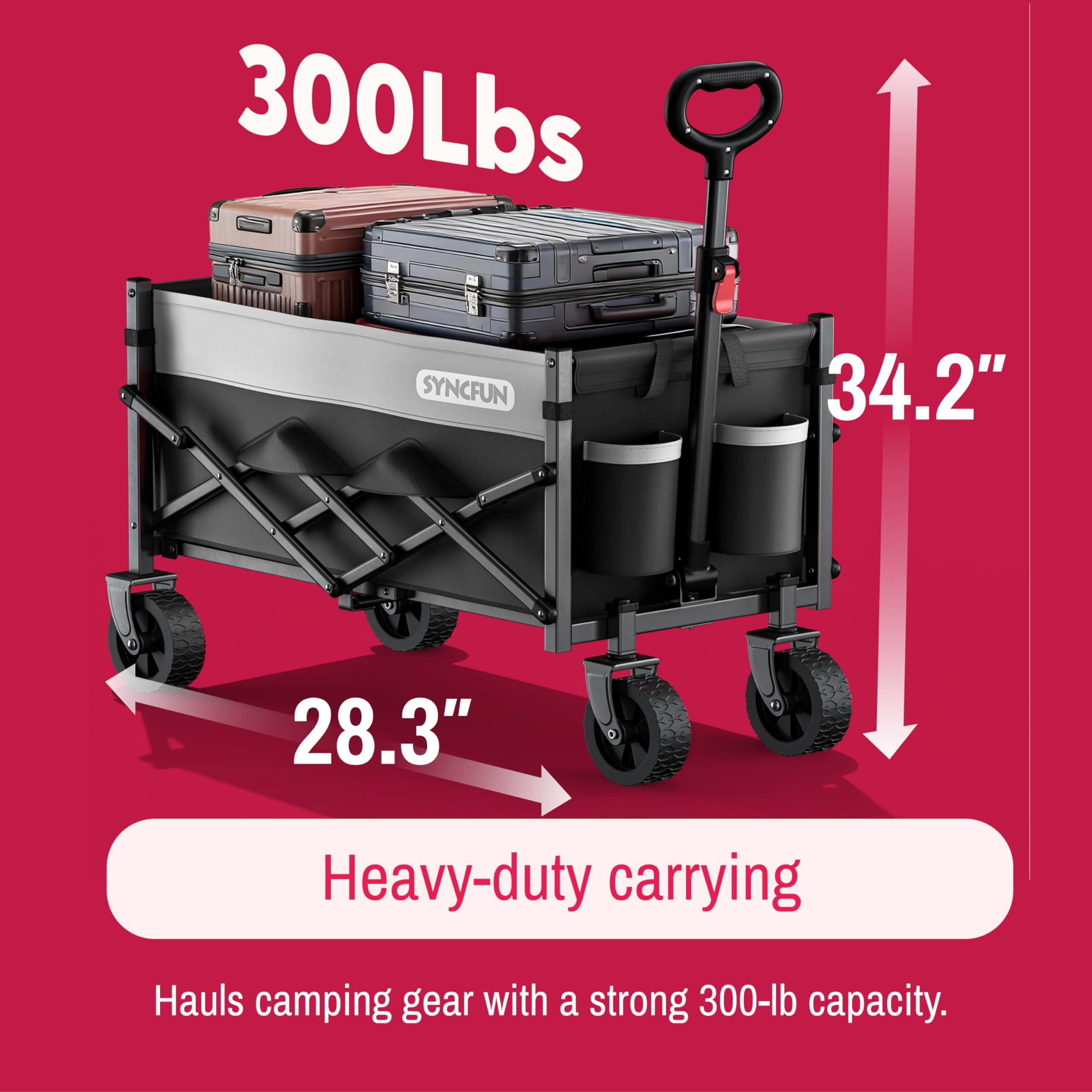 Syncfun wagon cart folding design enables quick, space-saving storage.