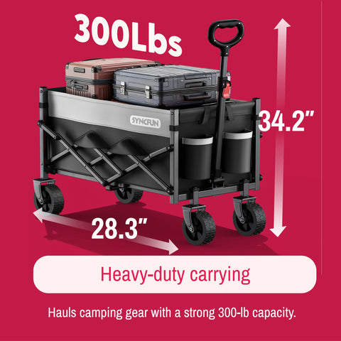 Syncfun wagon cart folding design enables quick, space-saving storage.