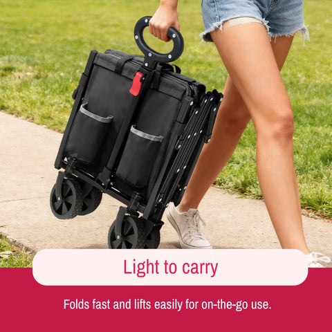 Syncfun wagon ergonomic handle rotates 180 degrees for easy steering.
