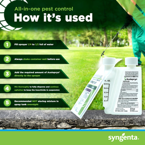 Syngenta Acelepryn SC packaging highlights compact 4 oz size.