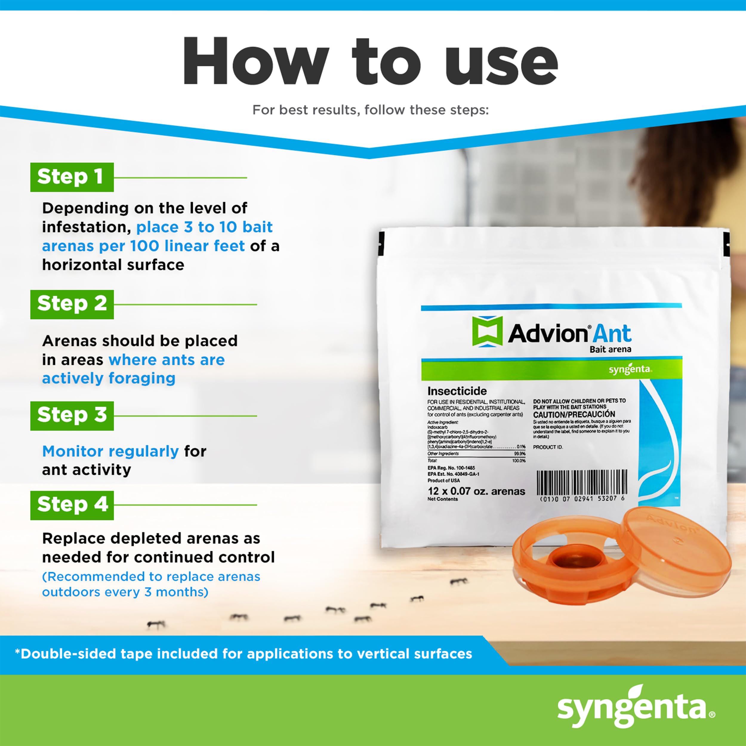 Syngenta Advion Ant Bait Arena in use in kitchen area