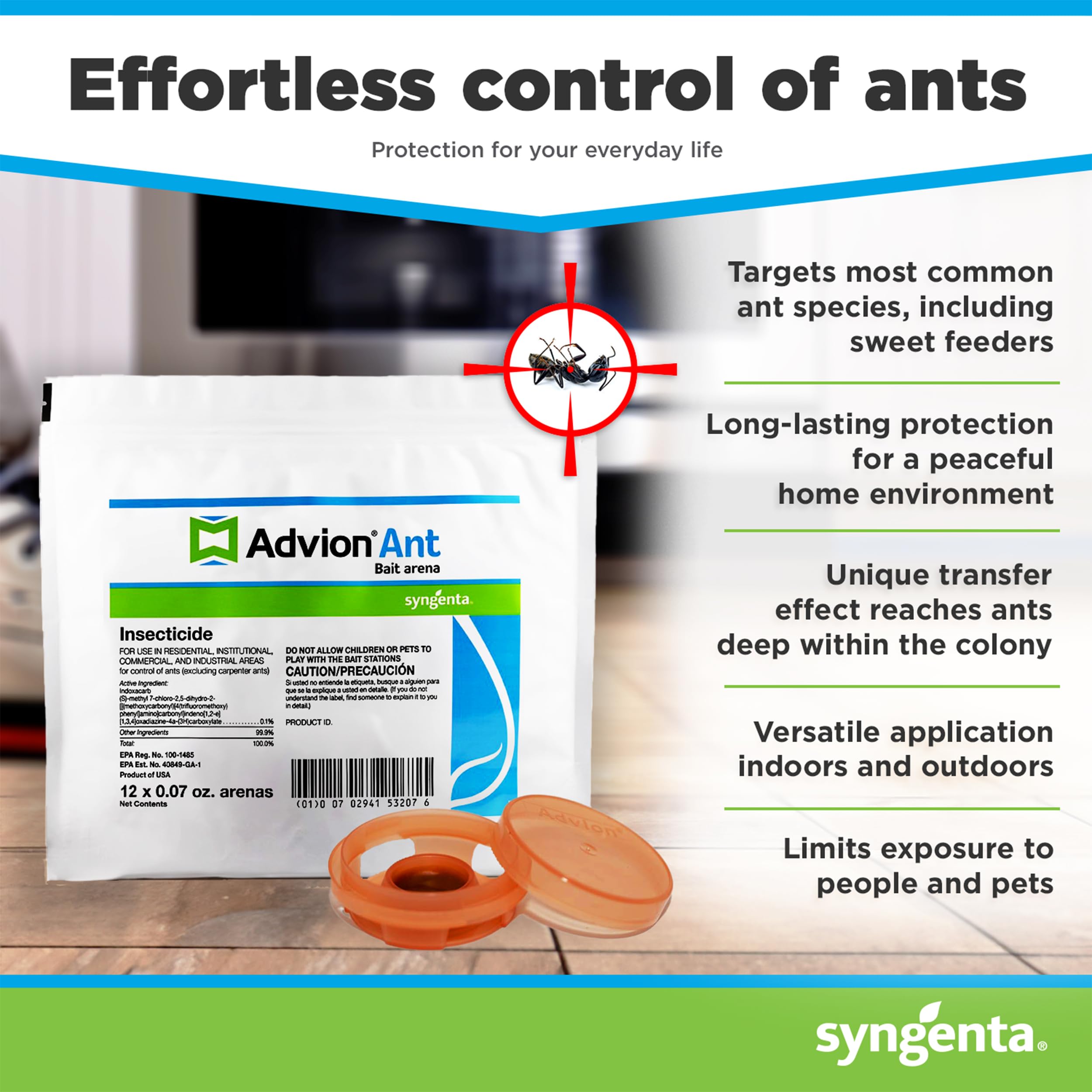Syngenta Advion Ant Bait Arena label with usage directions