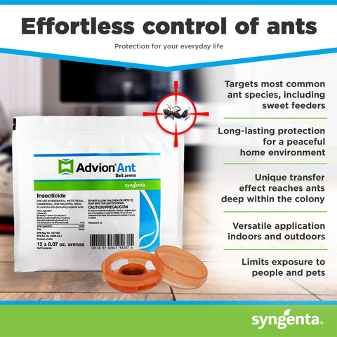 Syngenta Advion Ant Bait Arena label with usage directions