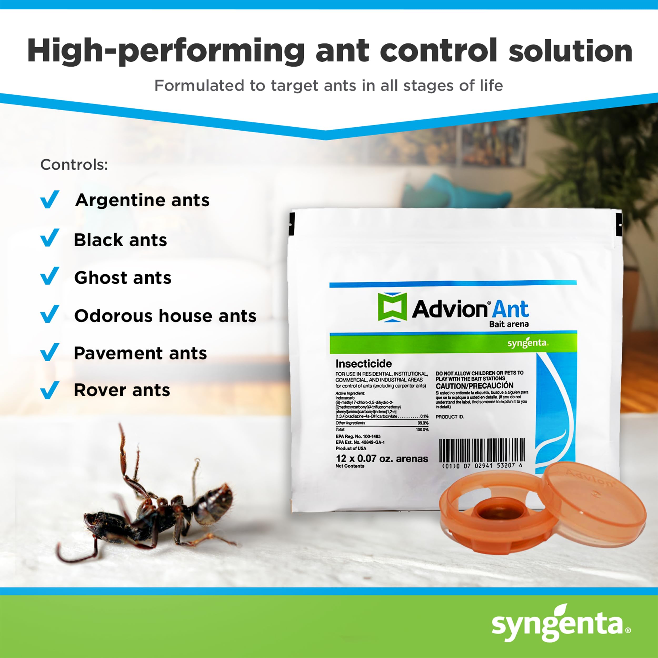 Syngenta Advion Ant Bait Arena setup showing easy placement