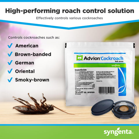 Syngenta Advion bait arena tray demonstrates placement near hotspots.