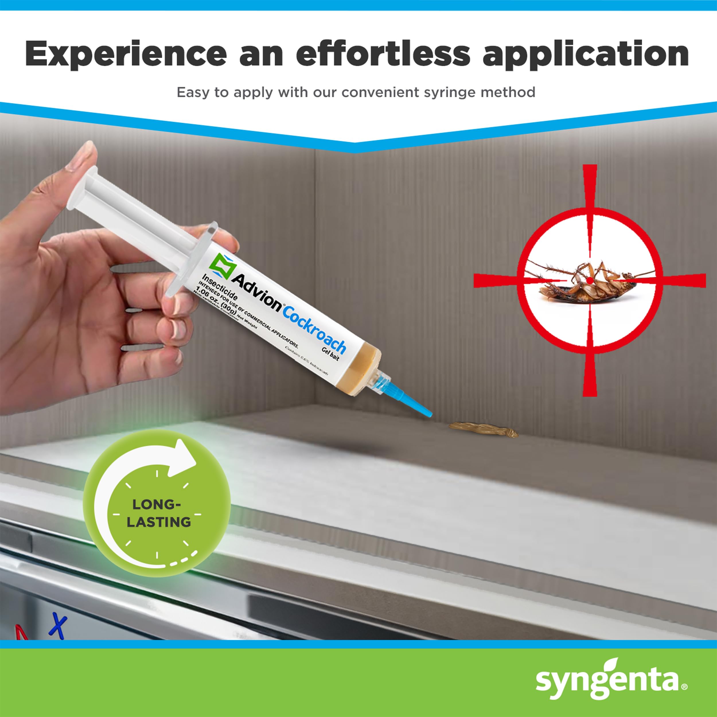 Syngenta Advion gel bait usable indoors and outdoors to reduce roach activity