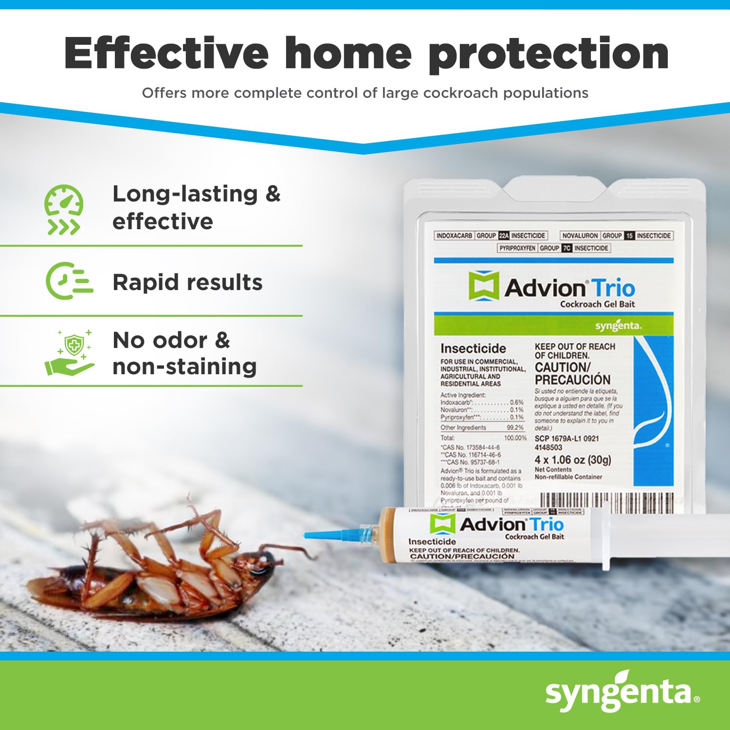 Syngenta Advion Trio gel bait tips guiding placement in cracks.