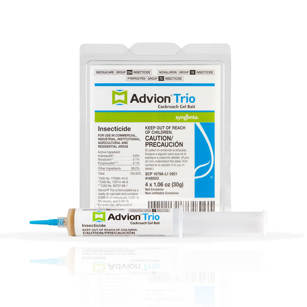 Syngenta Advion Trio gel bait tubes for targeted cockroach control in homes.