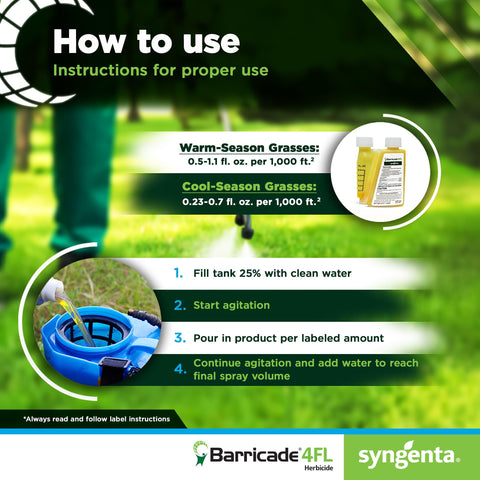 Syngenta Barricade 4FL ornamentals application protecting beds and shrubs.