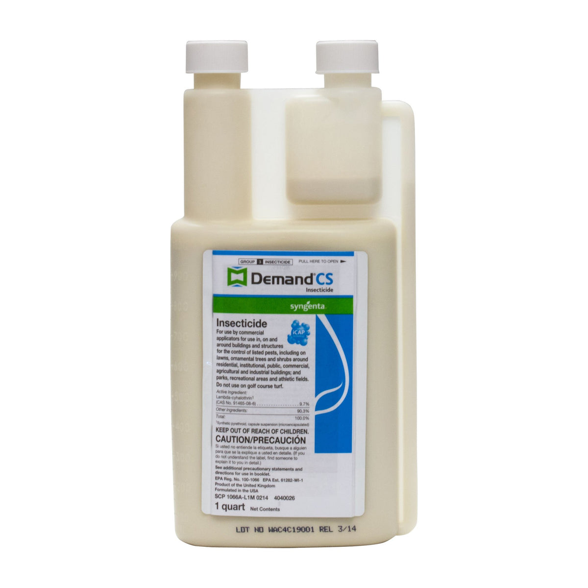 Syngenta Demand CS 32oz insecticide bottle for long-lasting pest control indoors and outdoors.