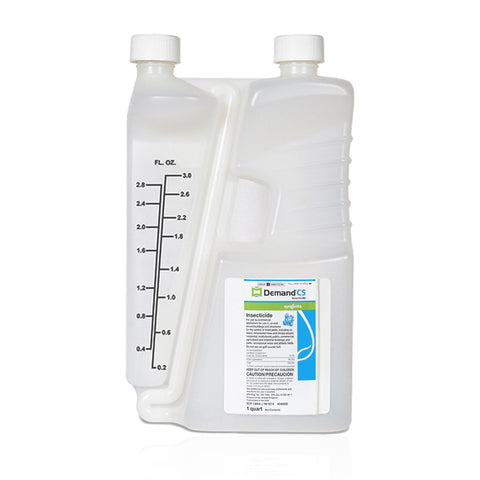 Syngenta Demand CS bottle pour shows easy mixing for indoor and outdoor use.