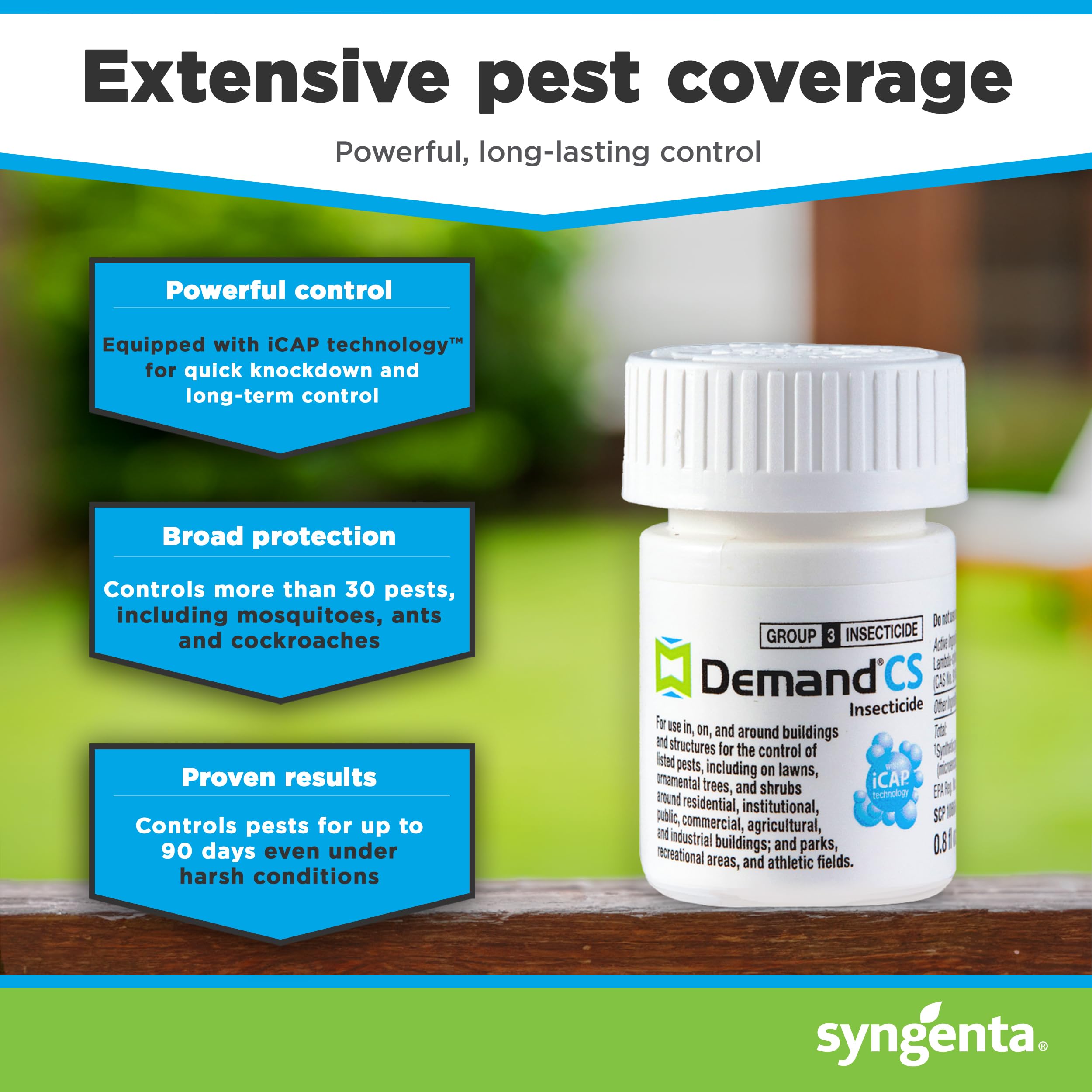 Close-up of Demand CS microcapsules showing controlled release for long-lasting protection.