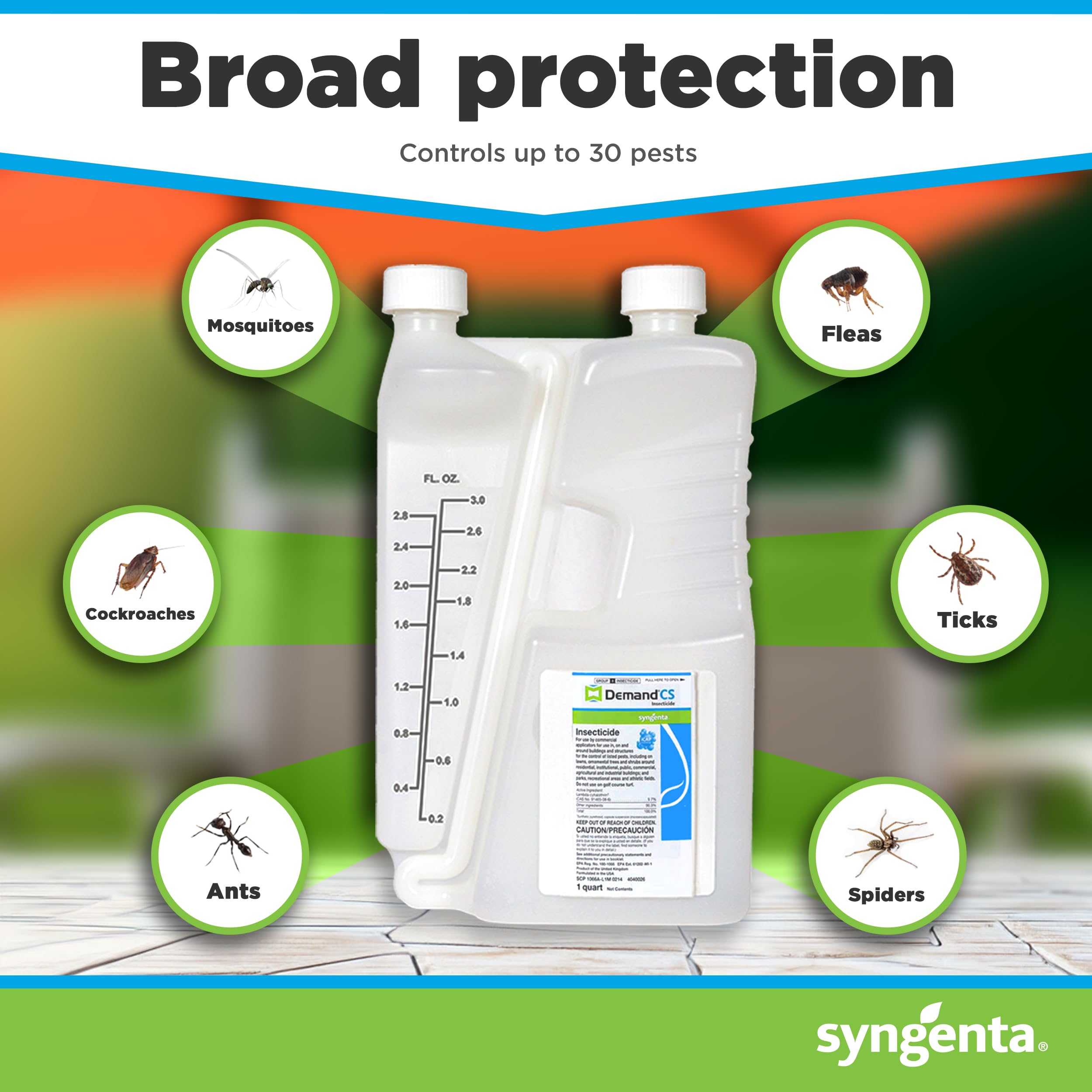 Syngenta Demand CS outdoor pest control protecting landscape.