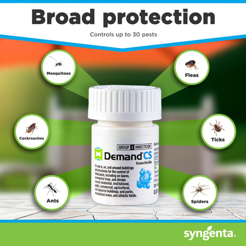 Outdoor spray application demonstrating broad-spectrum coverage against mosquitoes, ants, and more.