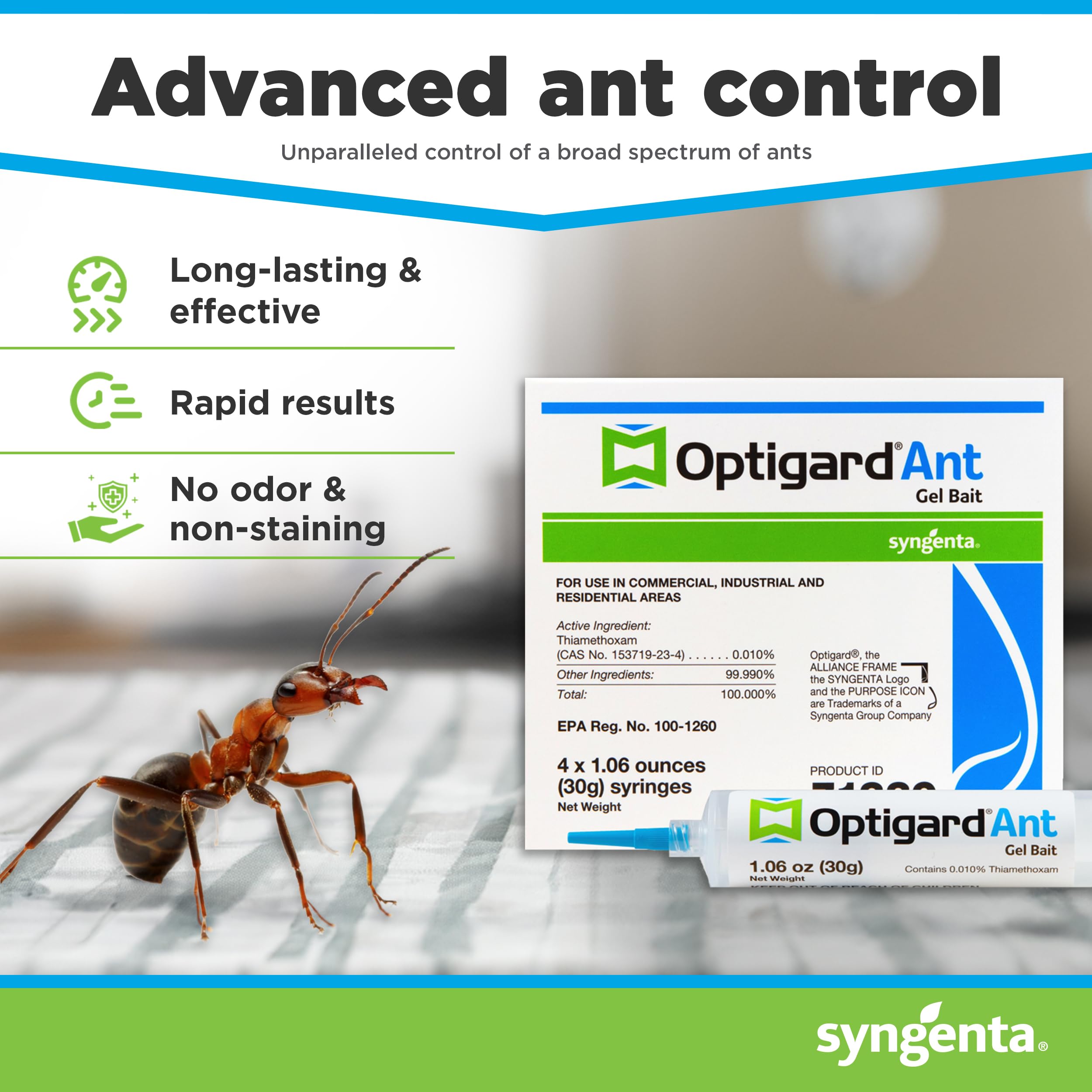 Syngenta Optigard gel bait tubes ready to apply in cracks and behind appliances.