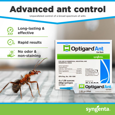 Syngenta Optigard gel bait tubes ready to apply in cracks and behind appliances.