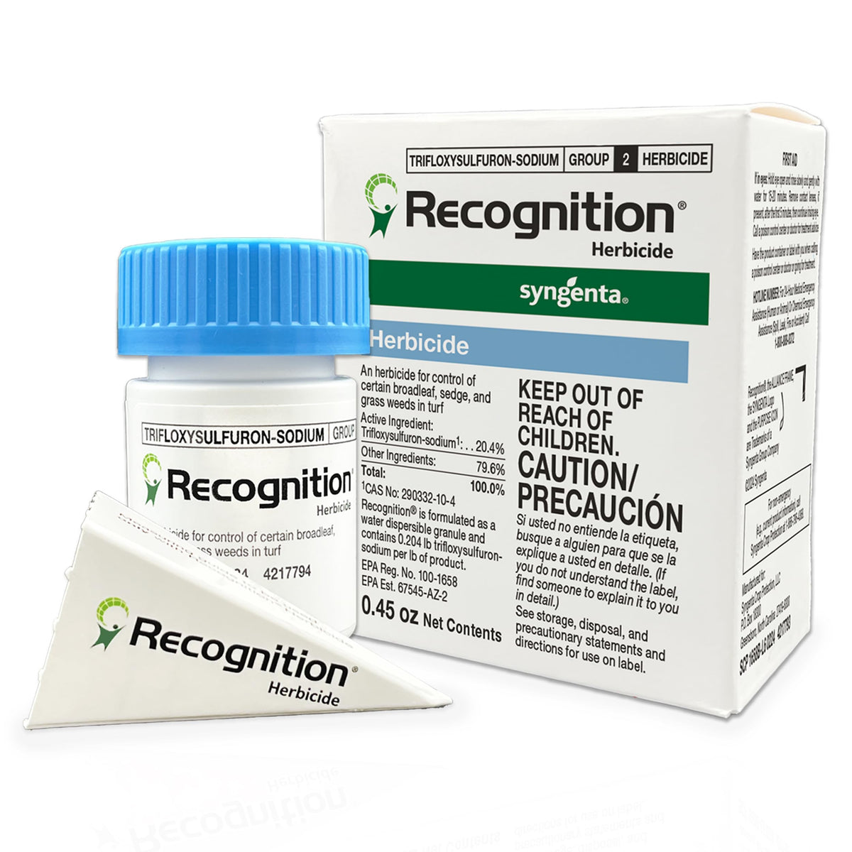 Syngenta Recognition herbicide packaging for lawn use, ready to apply.